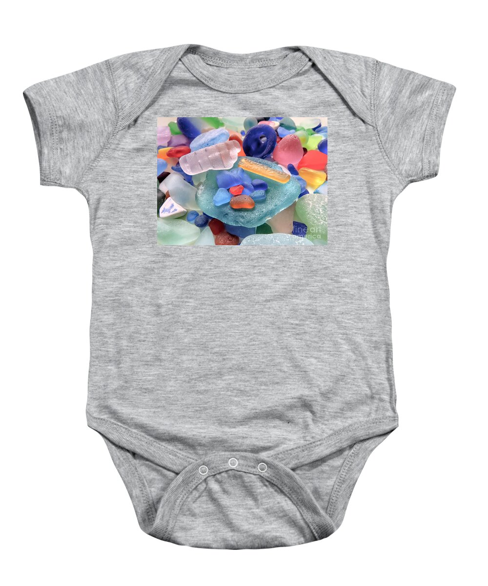 Sea Glass Baby Onesie featuring the photograph Rare trinkets by Janice Drew