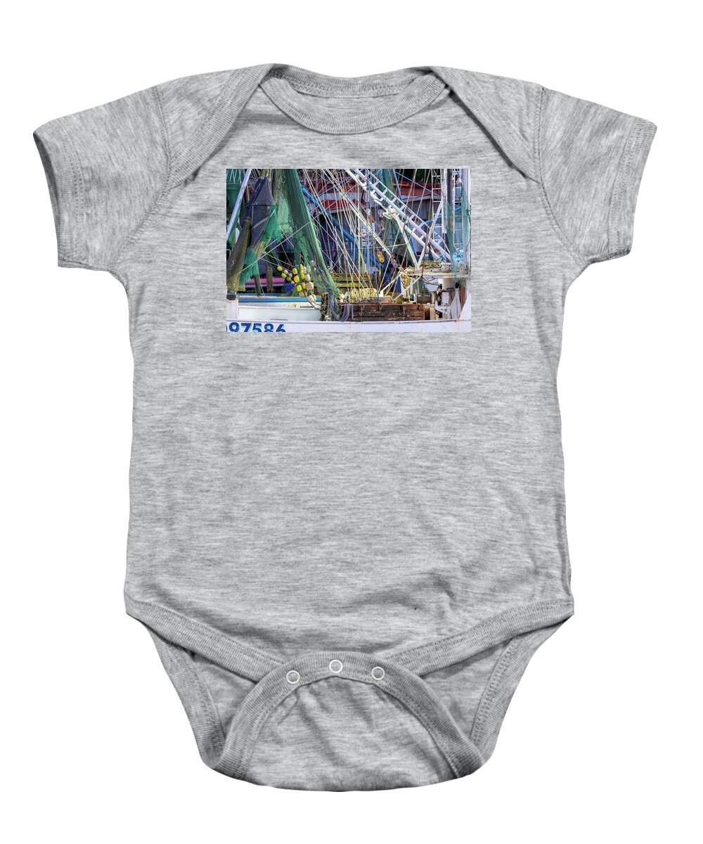 Shem Creek Baby Onesie featuring the photograph Ready for the Catch by Douglas Wielfaert