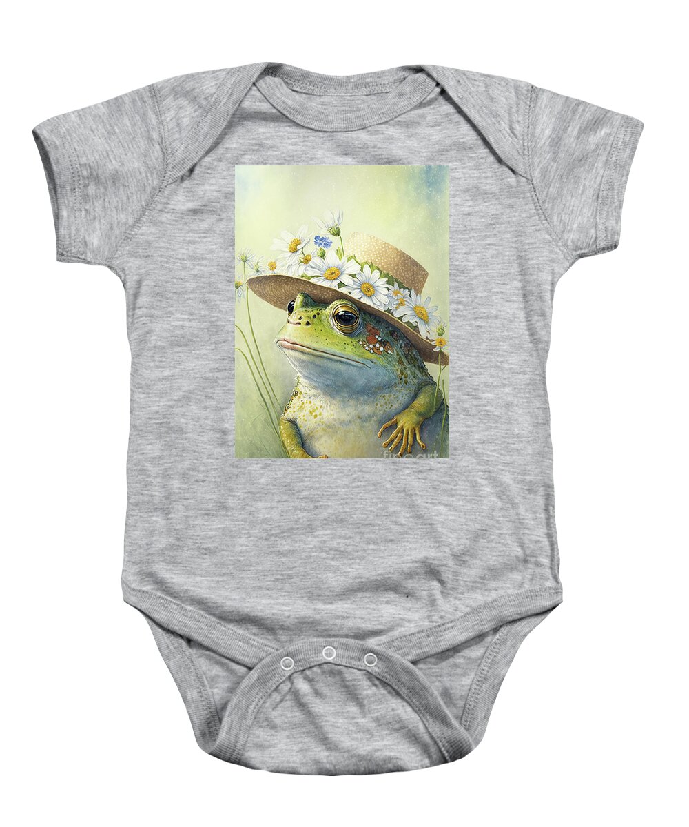 Frog Baby Onesie featuring the painting Ready For The Garden by Tina LeCour