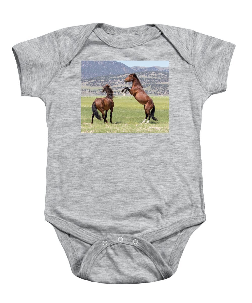 Eastern Sierra Baby Onesie featuring the photograph Rearing Bronco by Cheryl Strahl