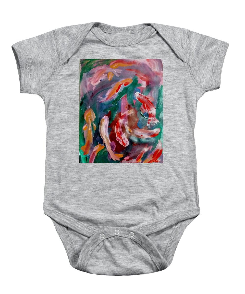 Red Carp Baby Onesie featuring the painting Red Carp by James McCormack