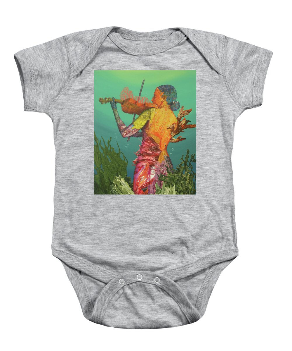 Reef Baby Onesie featuring the painting Reef Music - The Violinist II by Marguerite Chadwick-Juner