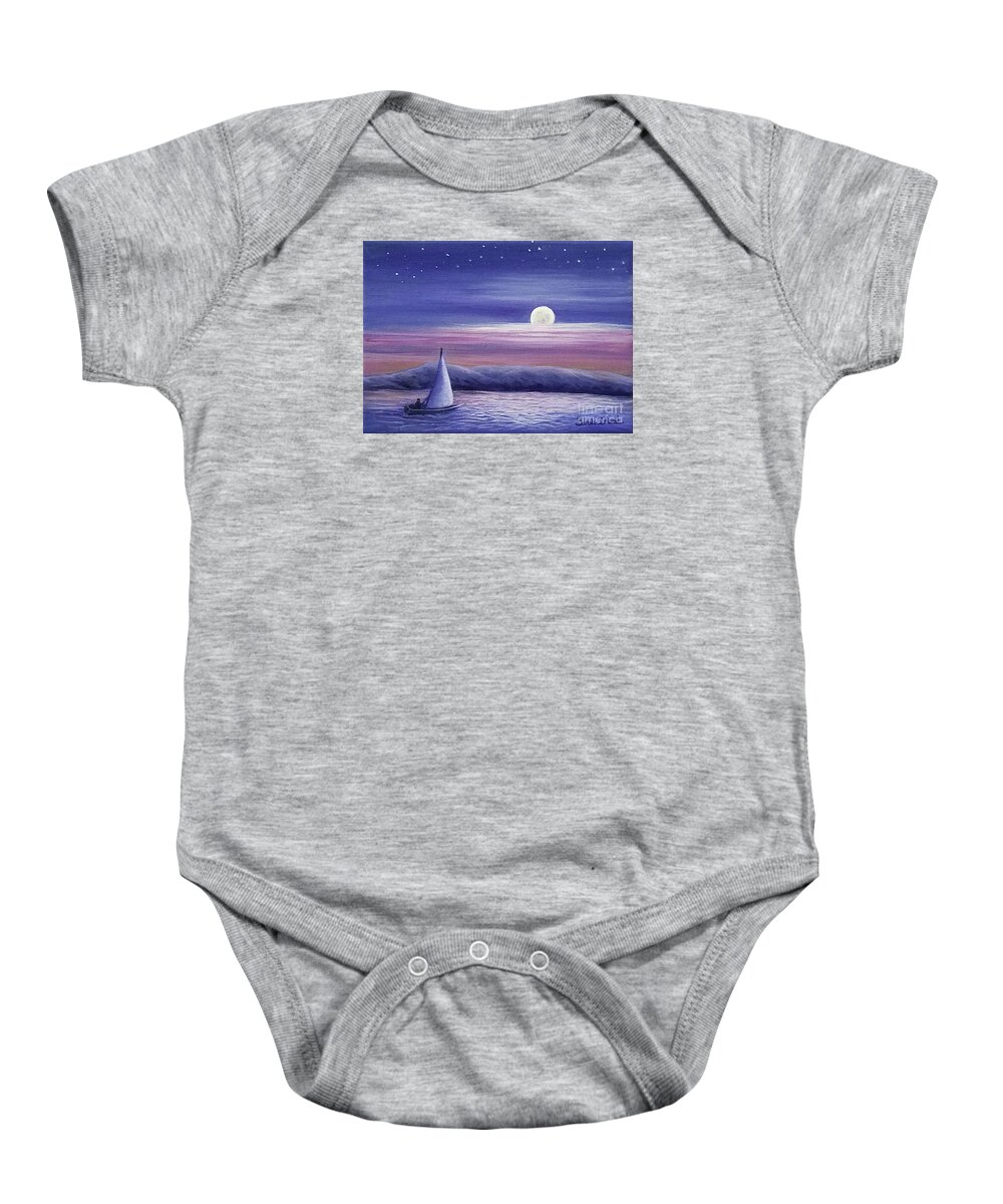 Relying Baby Onesie featuring the painting Relying on the Moon by Sarah Irland