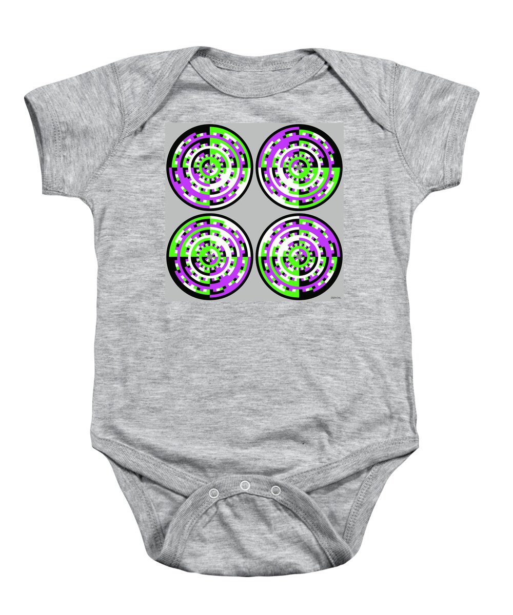 Op Art Baby Onesie featuring the mixed media Repartition of 4x4 colors by Gianni Sarcone