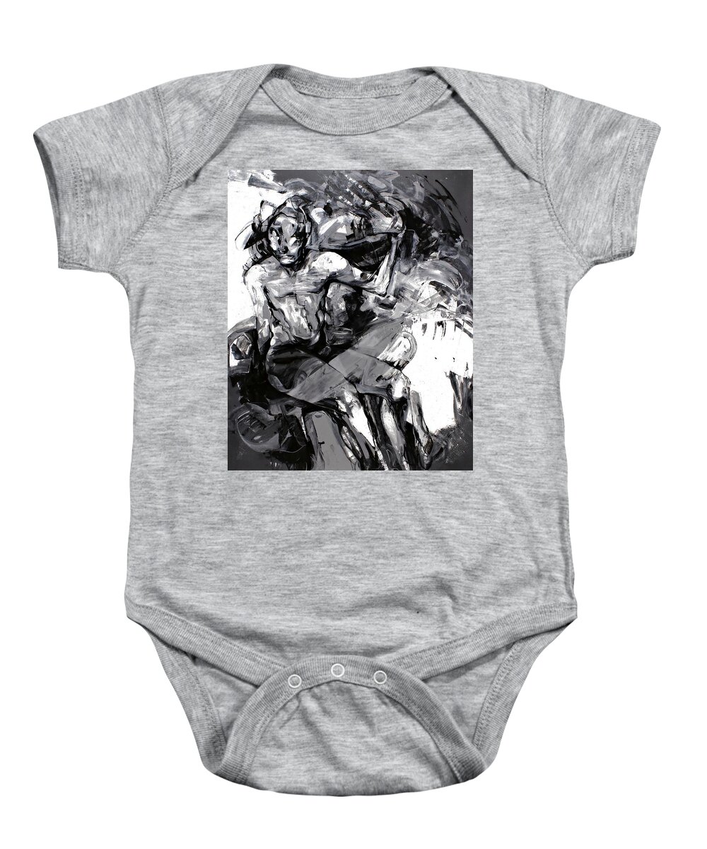 Repressed Baby Onesie featuring the painting Repressed Conflict by Jeff Klena