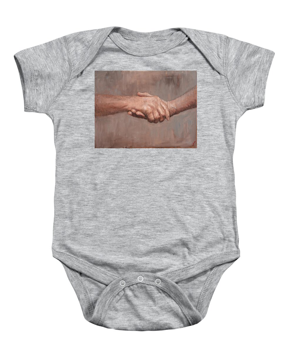 Hands Baby Onesie featuring the painting Restoration by Christy Sawyer