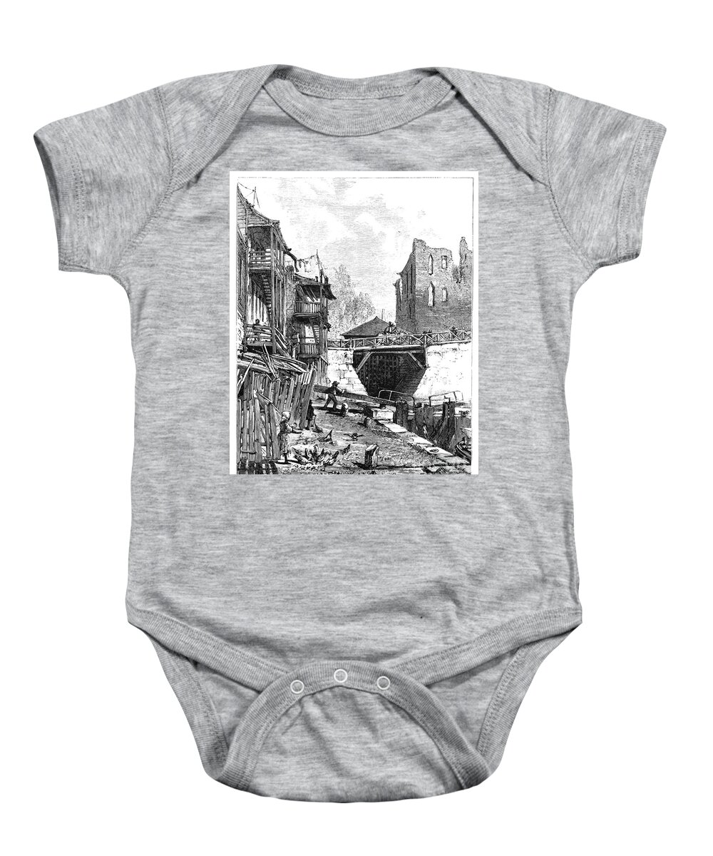 1872 Baby Onesie featuring the drawing Richmond Canal by Harry Fenn