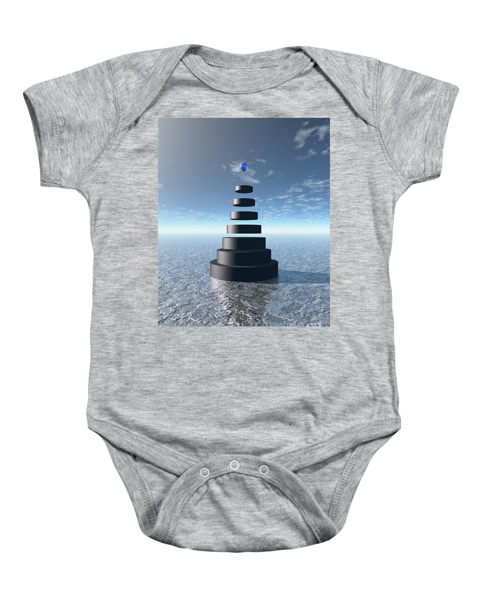 Landscape Baby Onesie featuring the digital art Rings Pyramid by Phil Perkins