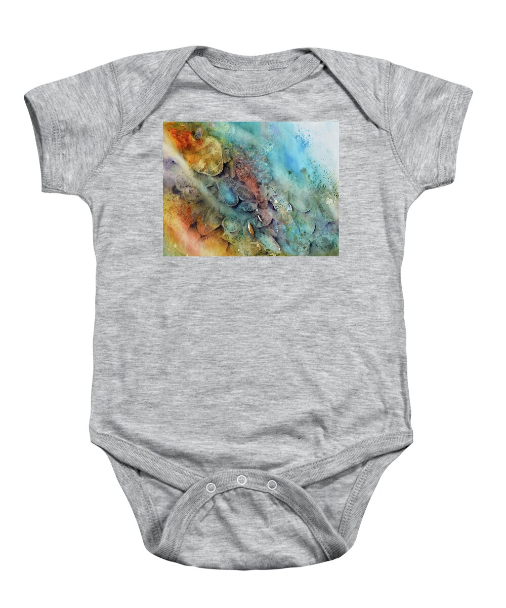 Rocks Baby Onesie featuring the painting Riverbed No. 2 by Wendy Keeney-Kennicutt