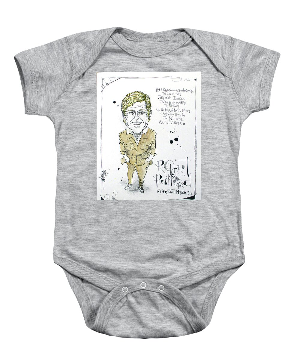  Baby Onesie featuring the drawing Robert Redford by Phil Mckenney