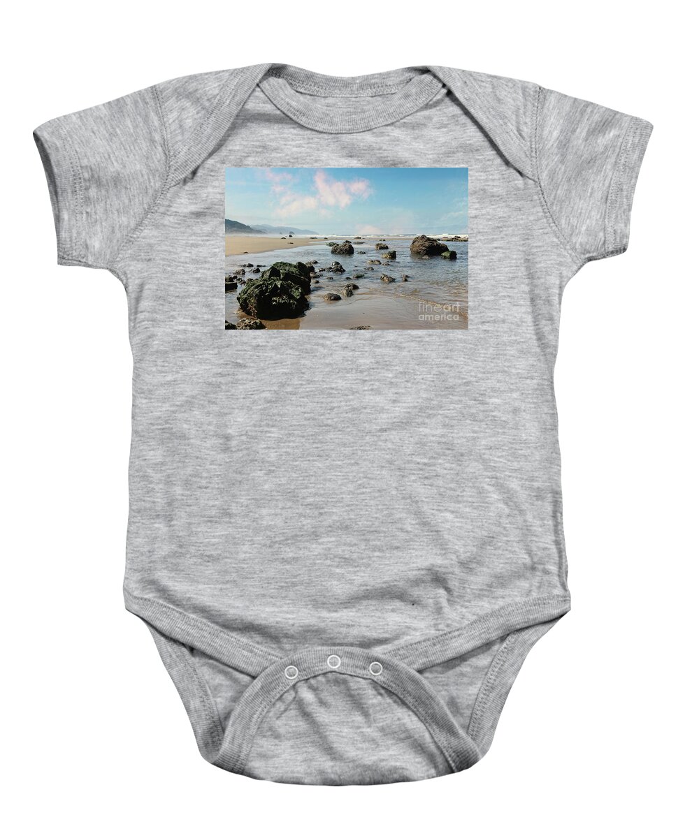 Beach Baby Onesie featuring the photograph Rocky beach by Sylvia Cook