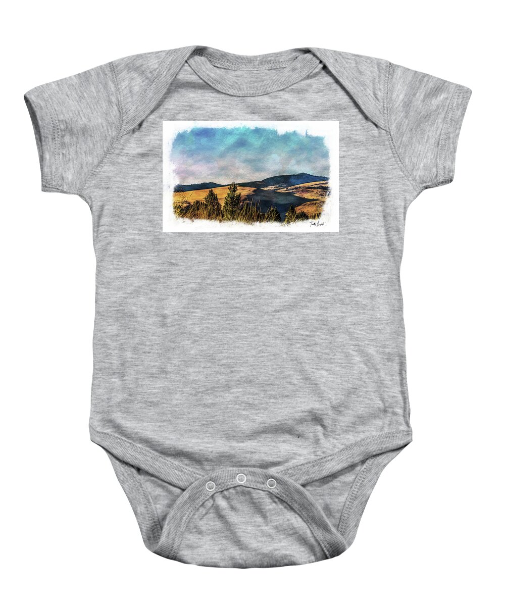 Autumn Baby Onesie featuring the photograph Rolling Hills w/ Dream Vignette Border by Tammy Bryant