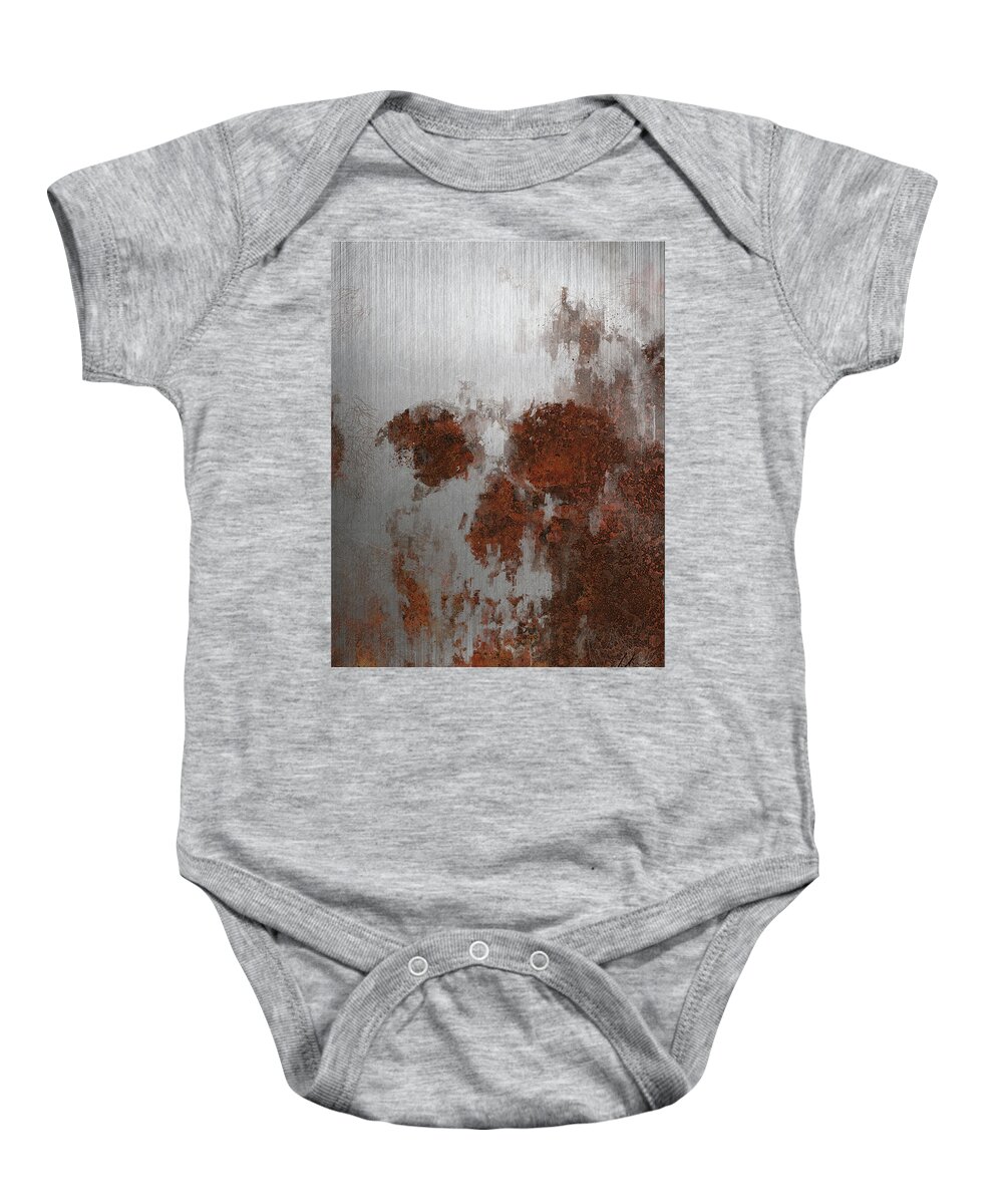 Rust Baby Onesie featuring the mixed media Rust Skull by Vart Studio