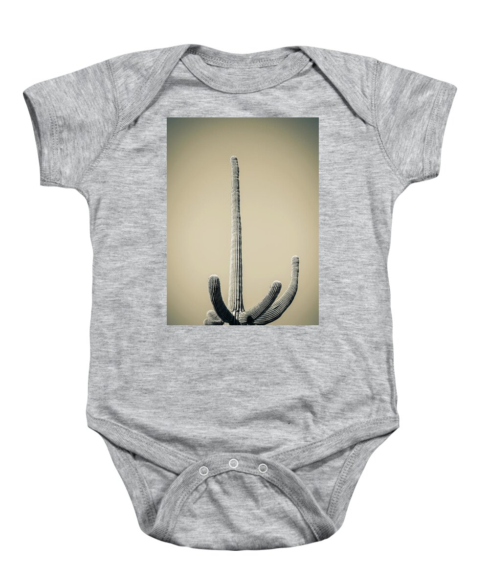 Atmospheric Baby Onesie featuring the photograph Saguaro Sepia by Jennifer Wright