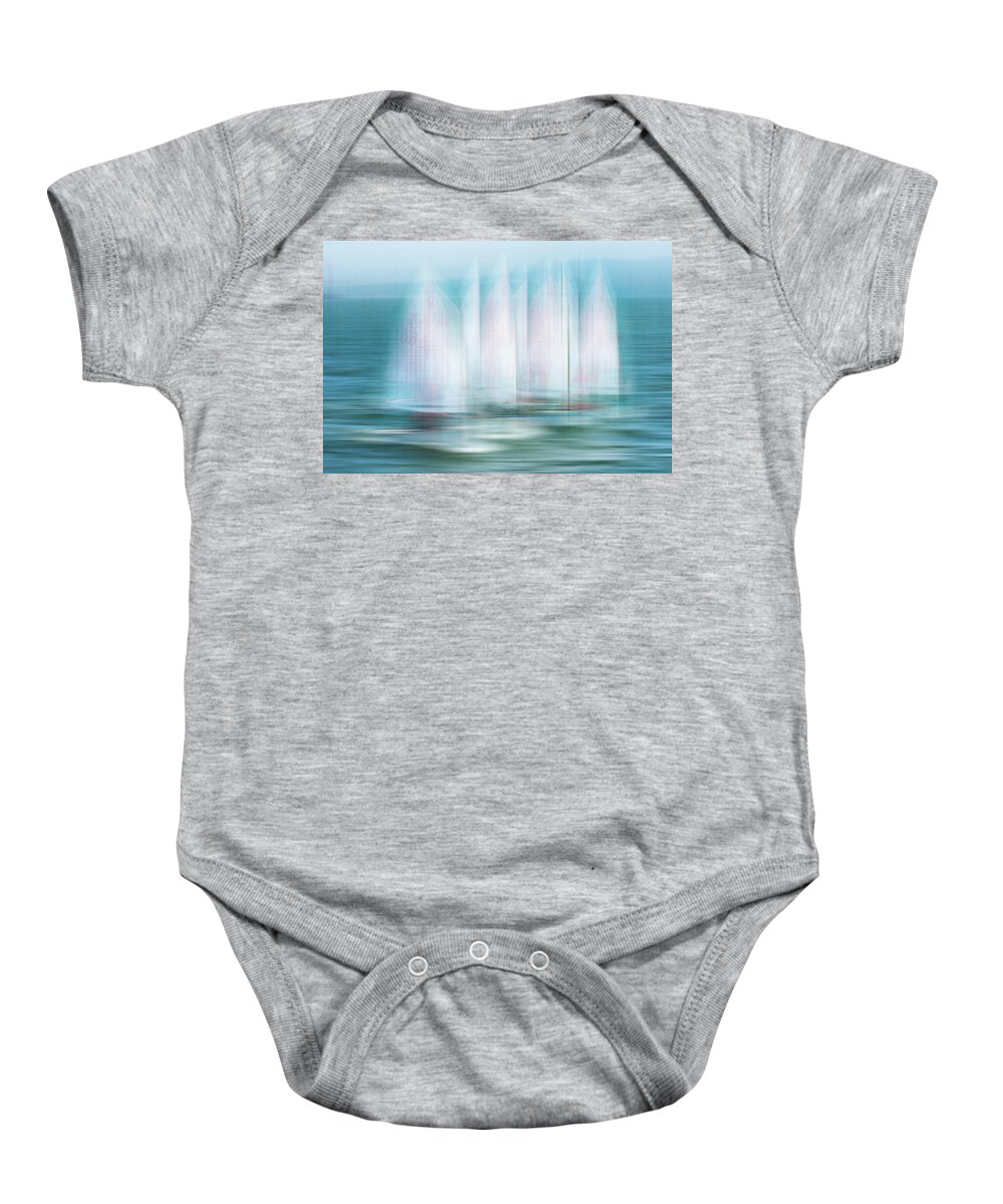 Boats Baby Onesie featuring the photograph Sailing in White by Debra and Dave Vanderlaan