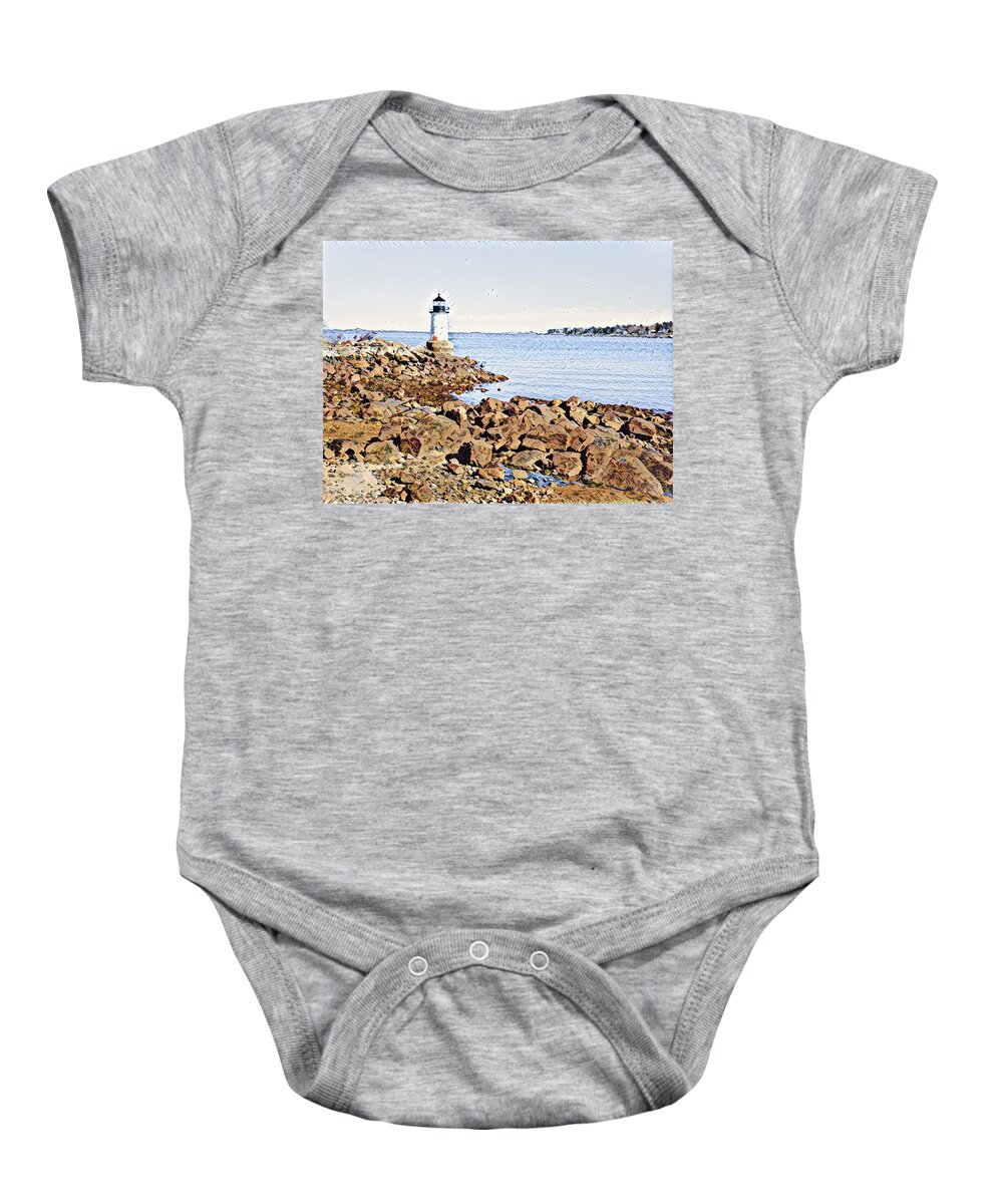  Baby Onesie featuring the photograph Salem MA - lighthouse by Adam Green