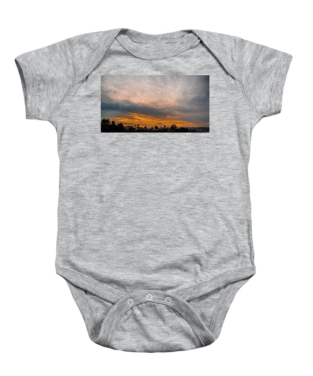 Sunrise Baby Onesie featuring the photograph San Diego Sunrise 1/21/21 by Phyllis Spoor