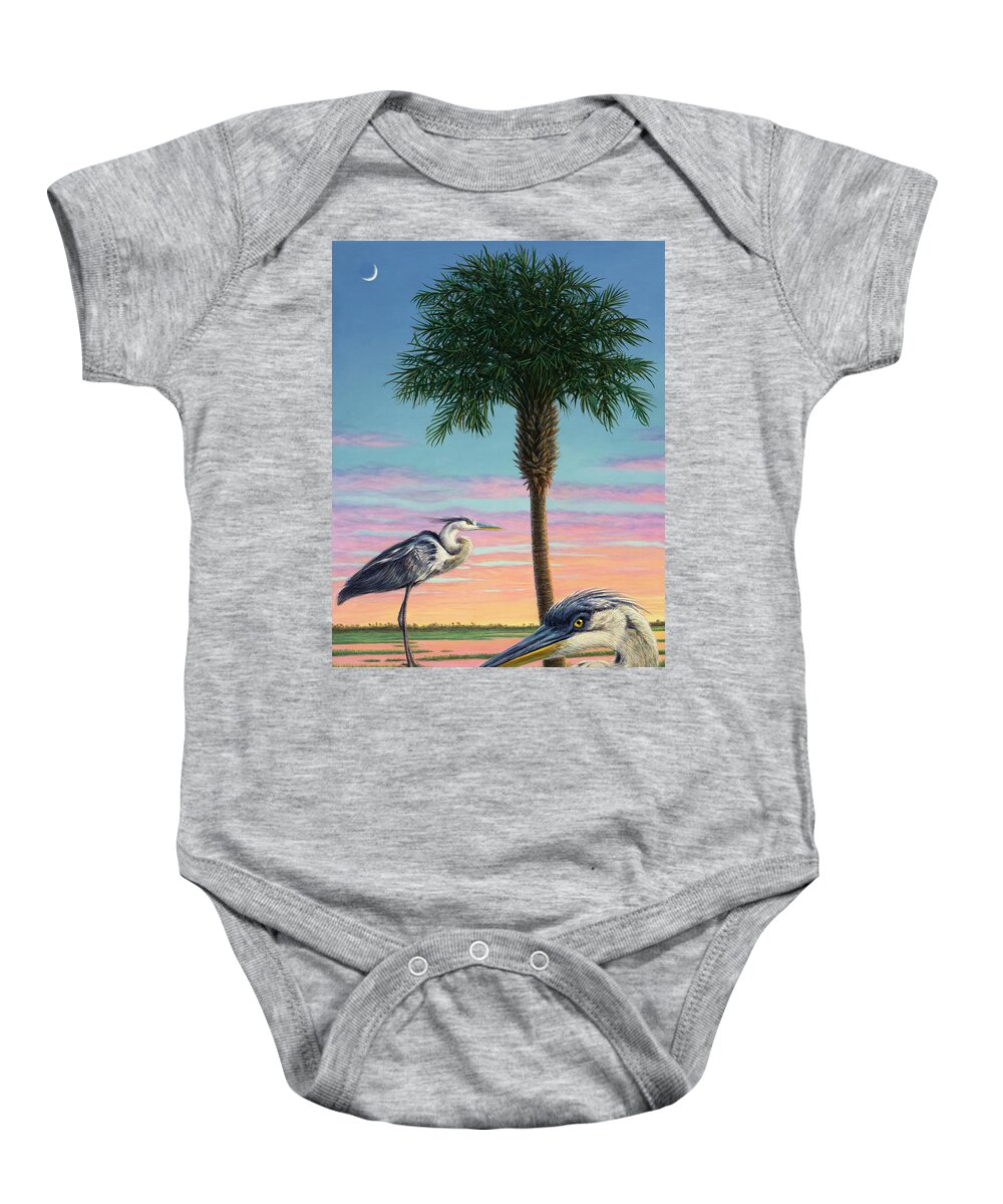 Sc Baby Onesie featuring the painting SC Sunset by James W Johnson