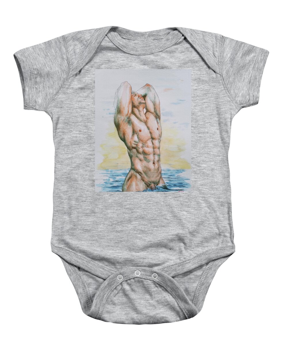 Watercolor Baby Onesie featuring the painting Sea Wind by Hongtao Huang