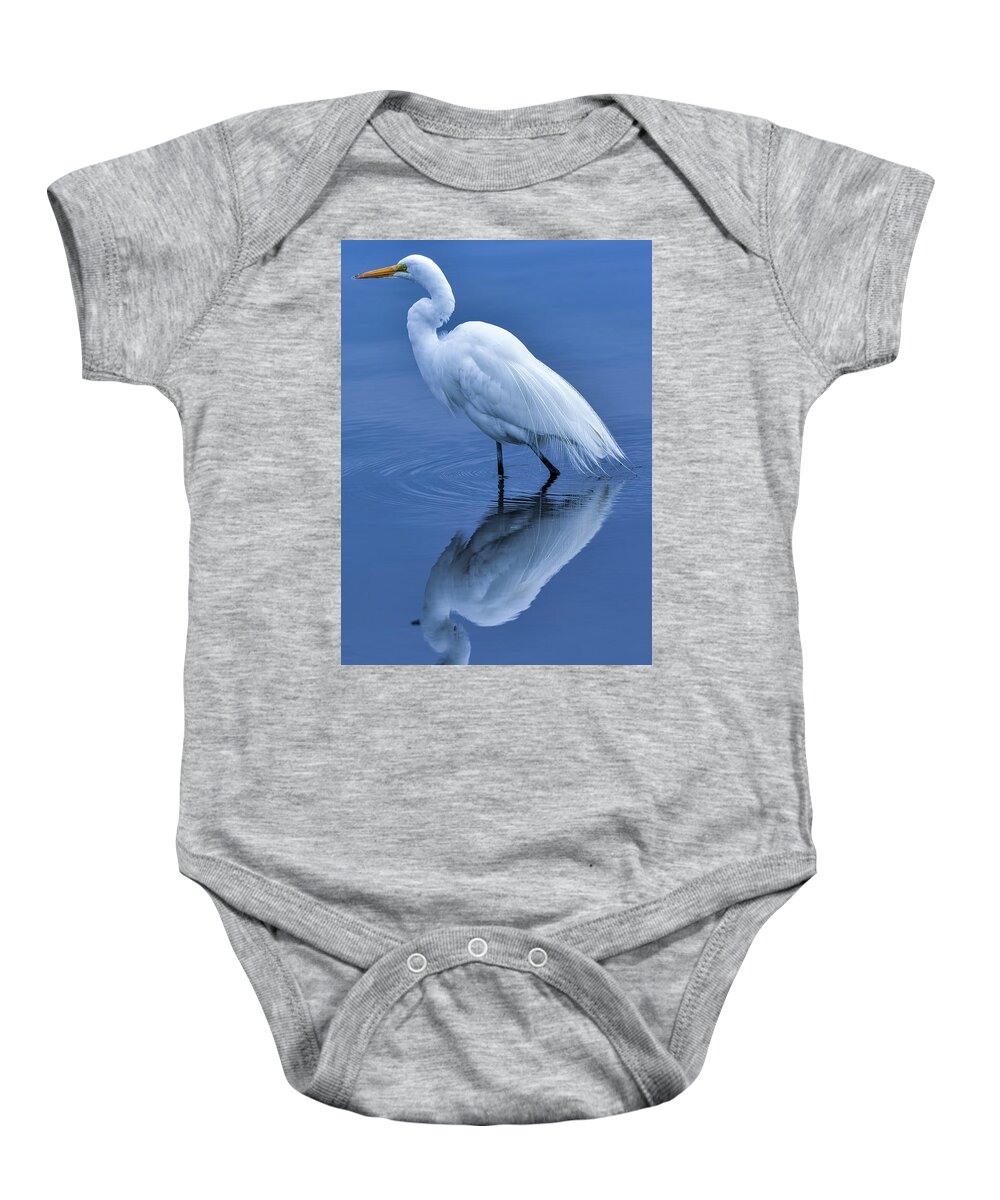 Great White Egret Baby Onesie featuring the photograph Seeing Double by Pamela McDaniel