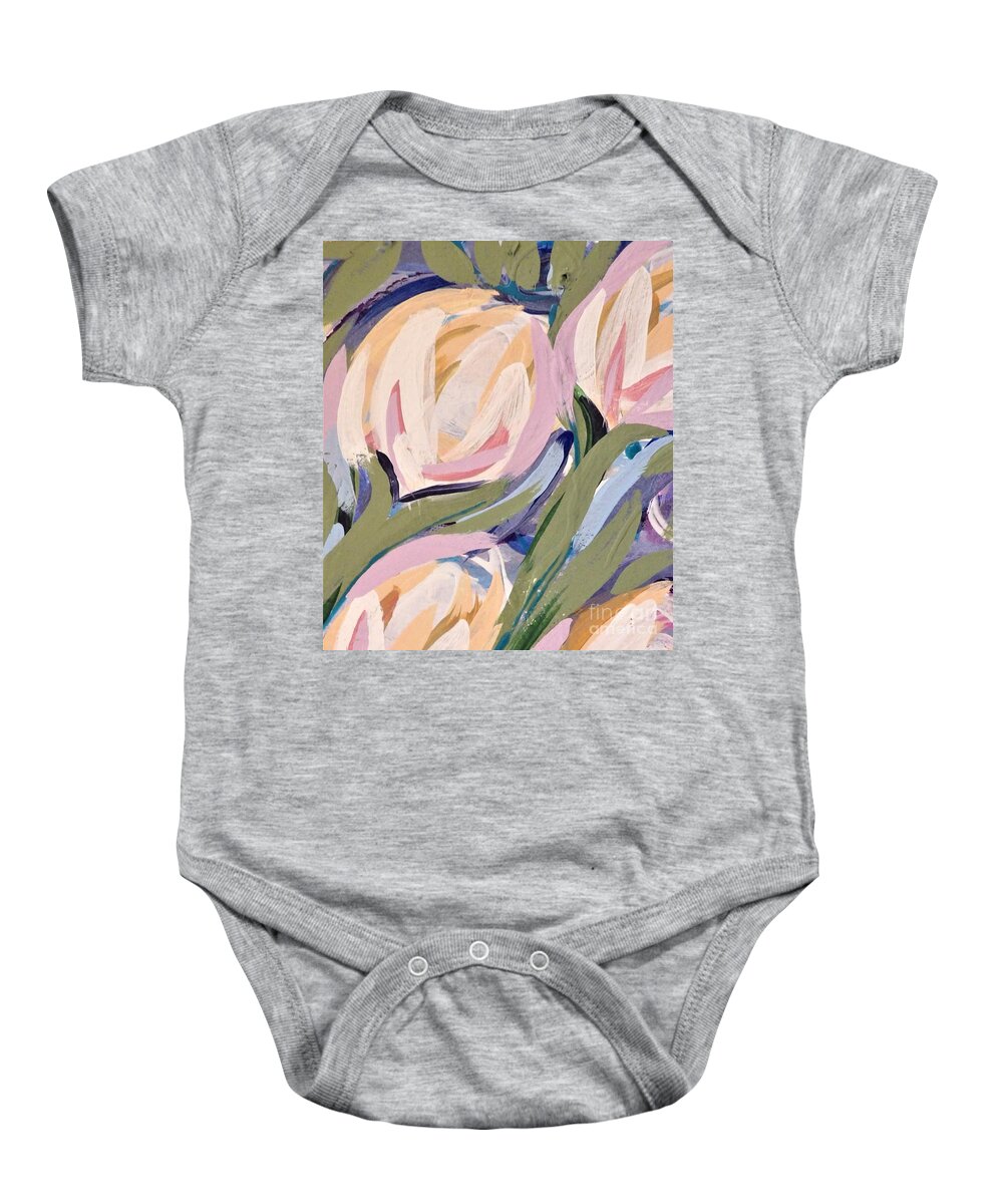 Acrylic Painting Baby Onesie featuring the painting Send flowers by Barbara Leigh Art