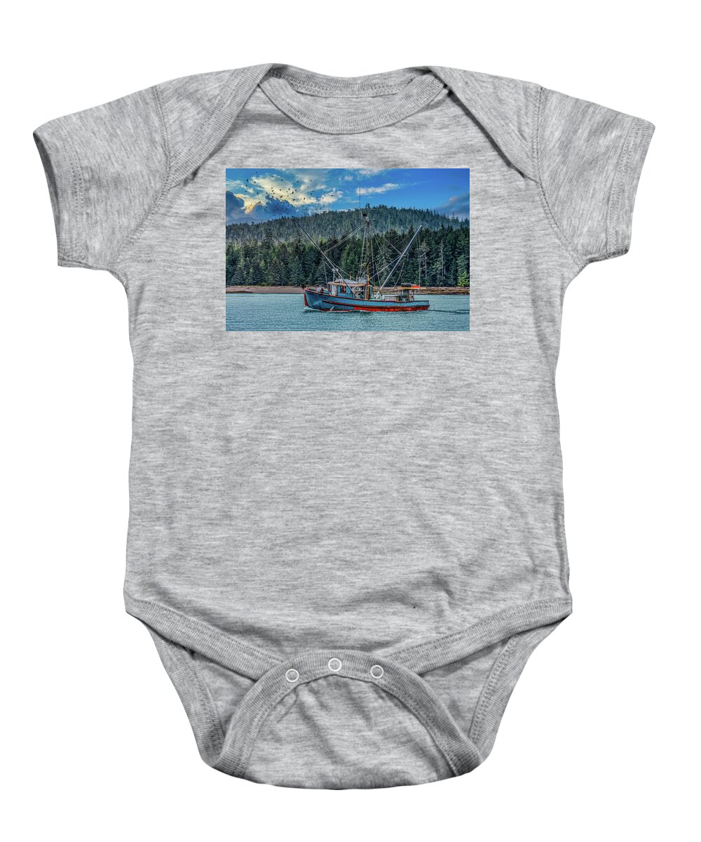 Alaska Baby Onesie featuring the photograph Shrimpers in Alaska by Darryl Brooks