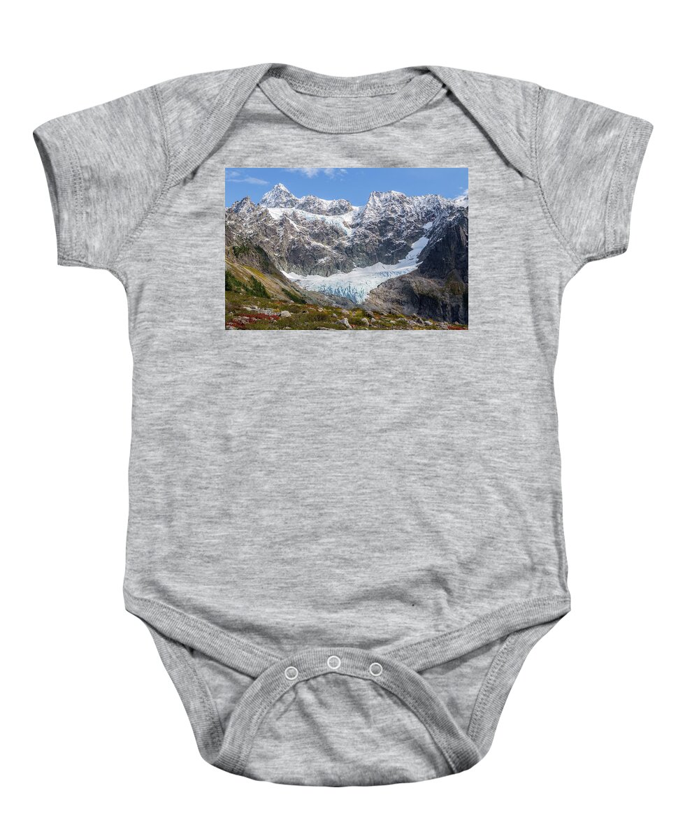 Mount Shuksan Baby Onesie featuring the photograph Shuksan Glacier by Michael Rauwolf