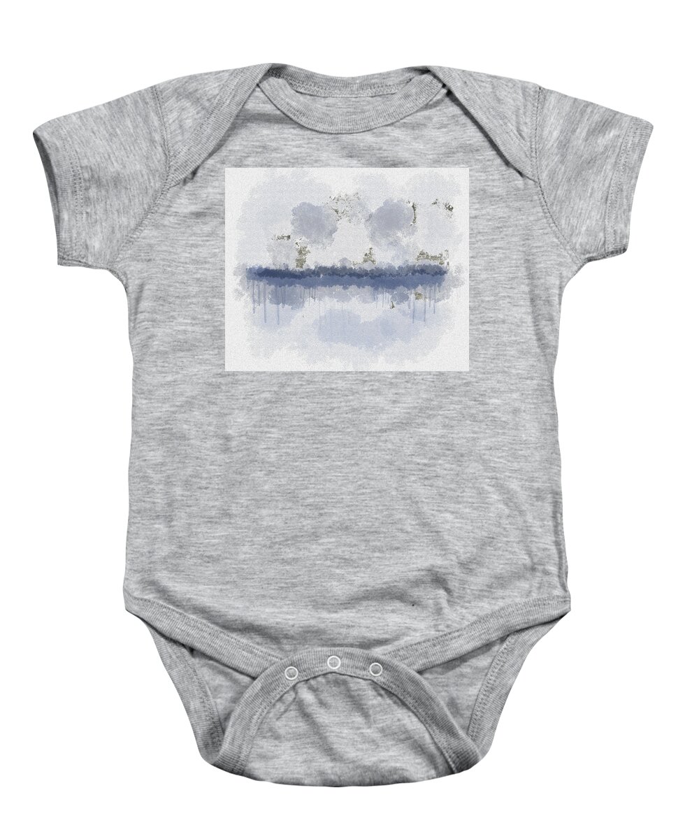 Dreamy Baby Onesie featuring the digital art Silver Lake by Alison Frank