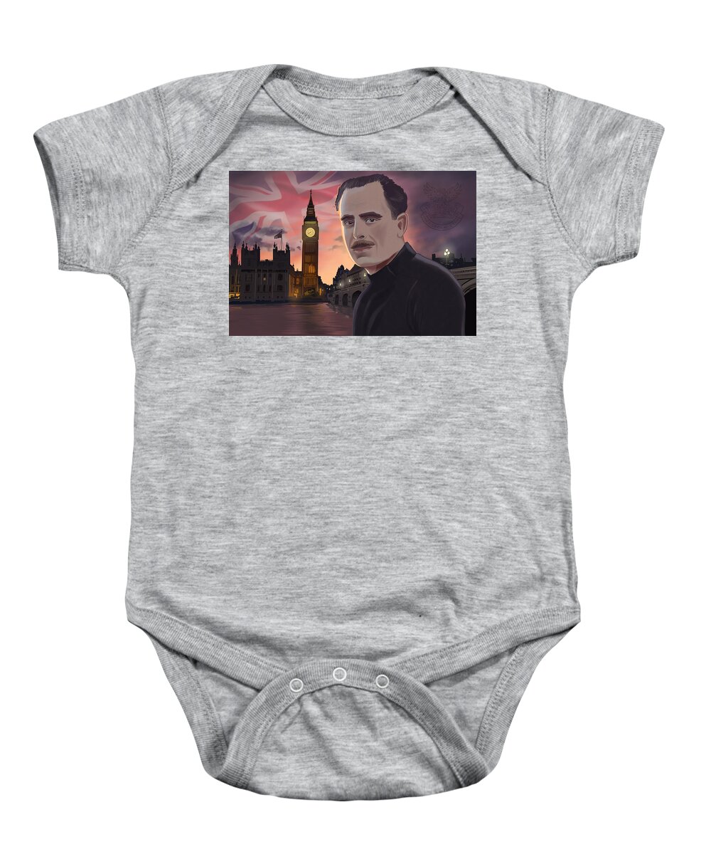 Mosley Baby Onesie featuring the digital art Sir Oswald Mosley by Emerson Design