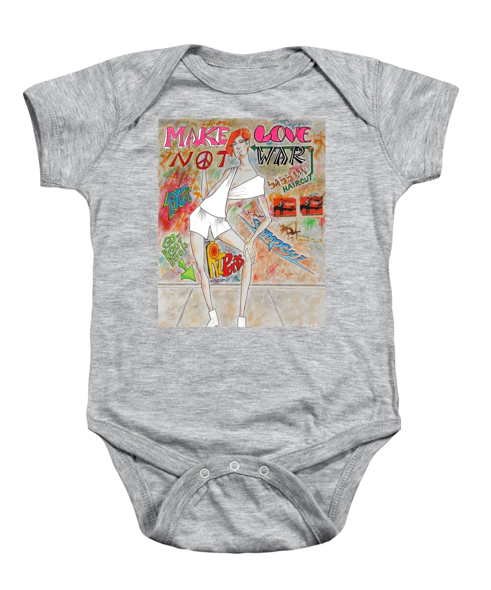 Hotpants Baby Onesie featuring the painting Sixties Redhead No. 5 by Jayne Somogy