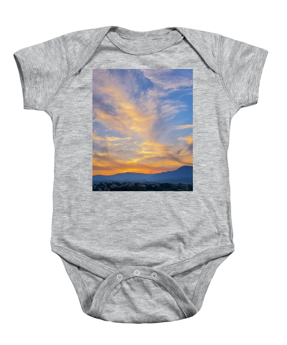 Clouds Baby Onesie featuring the photograph Sky Dance by Andrea Whitaker
