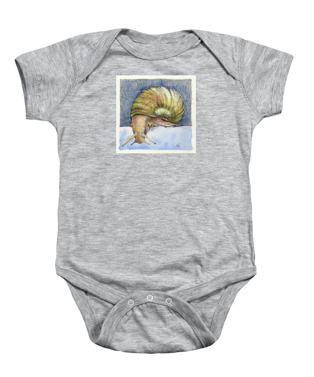 Snail Baby Onesie featuring the mixed media Snail Search by AnneMarie Welsh