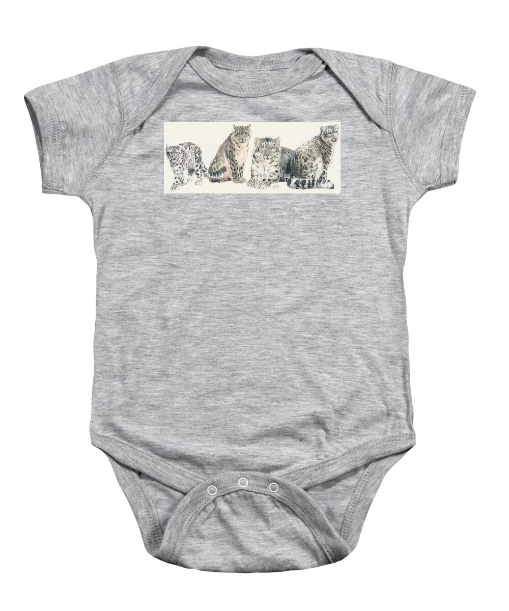 Grey Baby Onesie featuring the mixed media Snow Leopard Wrap by Barbara Keith