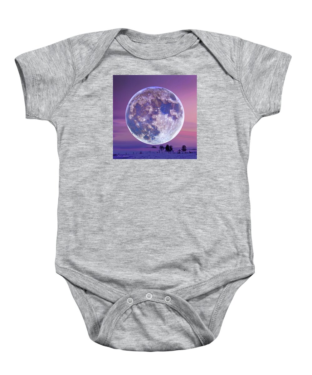 Snow Moon Baby Onesie featuring the digital art Snow Moon by Robin Moline