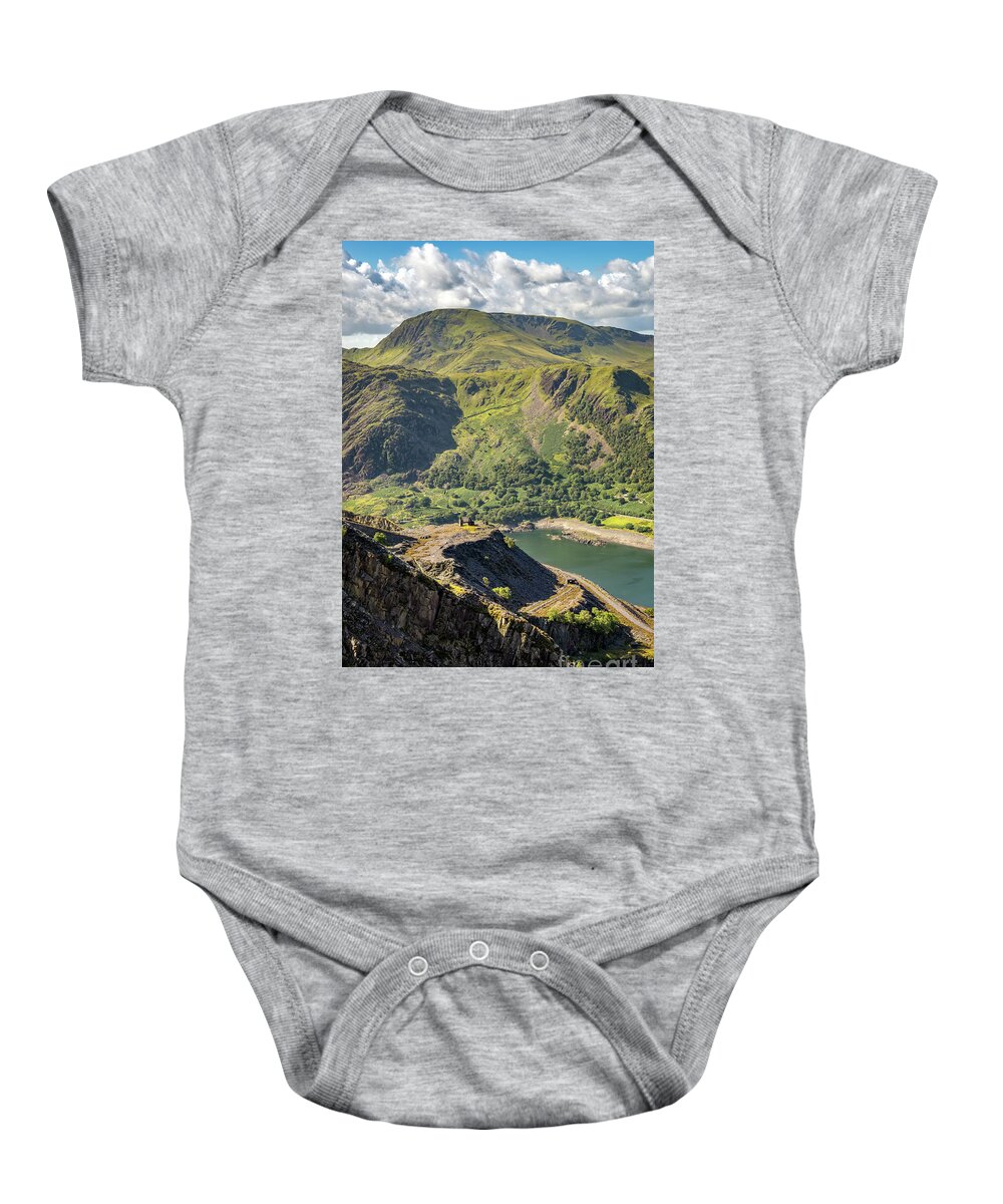 Snowdon Moutain Baby Onesie featuring the photograph Snowdonia Mountain from Slate Quarry by Adrian Evans