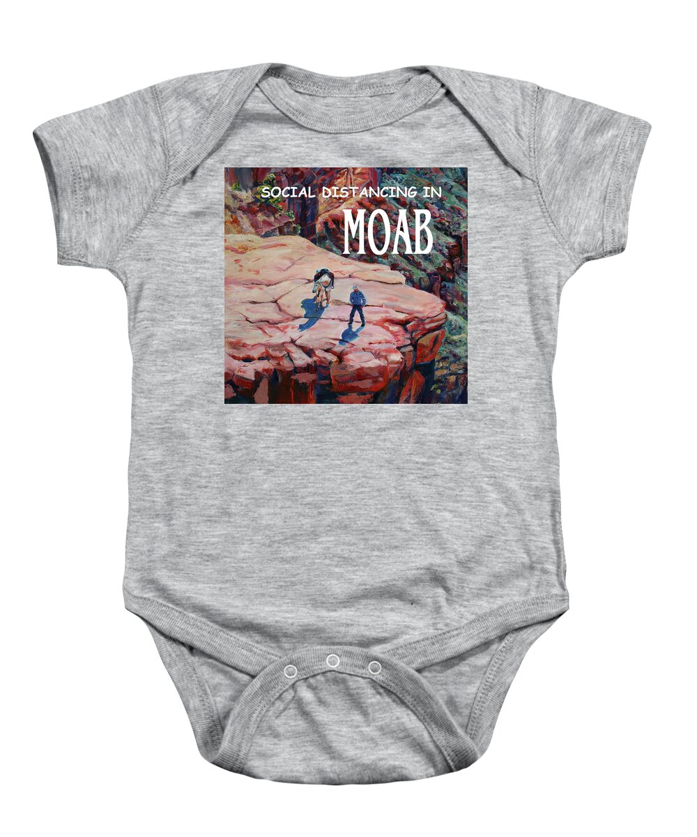 Facemask Baby Onesie featuring the painting Social Distancing in MOAB by Page Holland