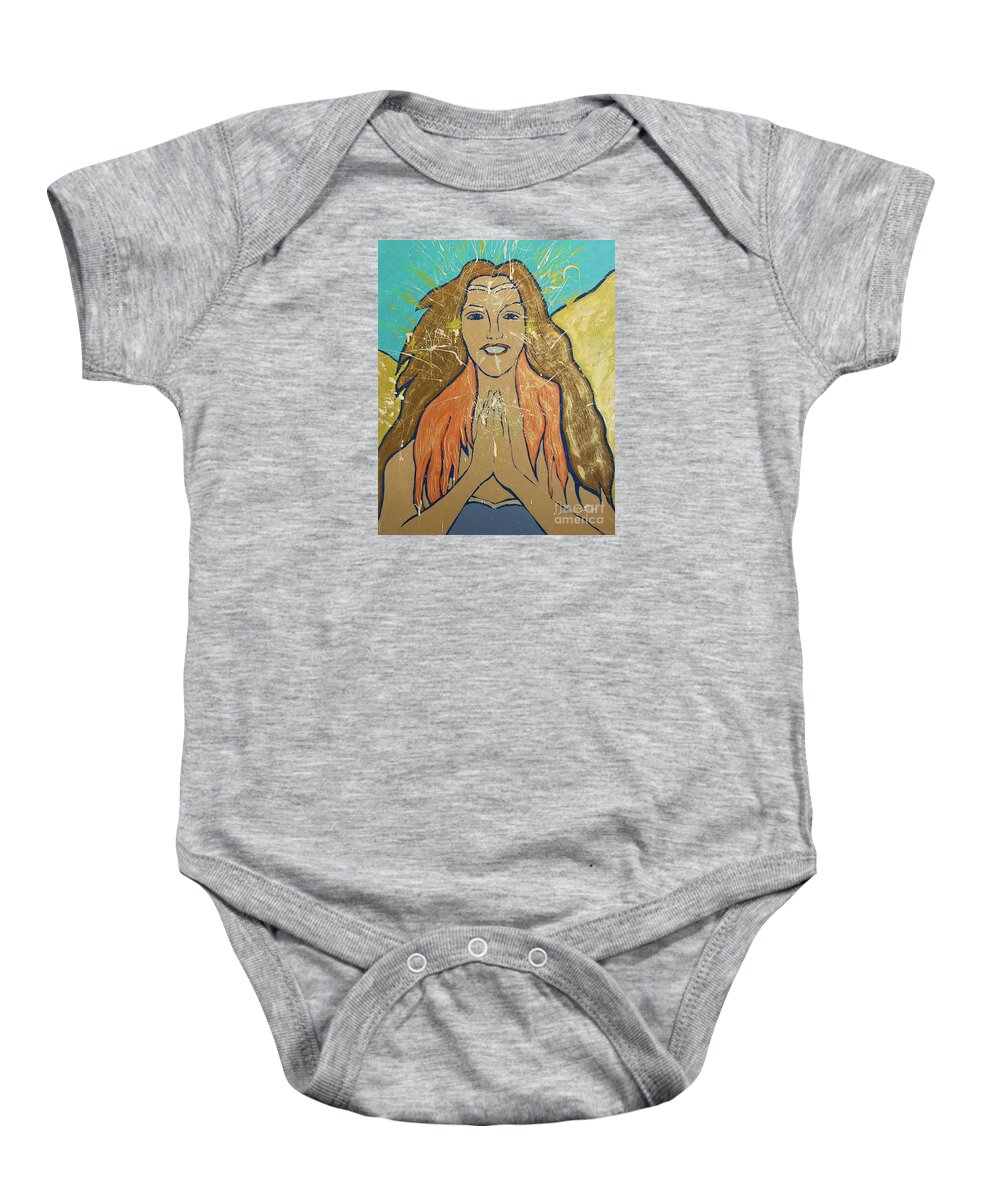 Angels Baby Onesie featuring the painting Something magical is coming today by Monica Elena