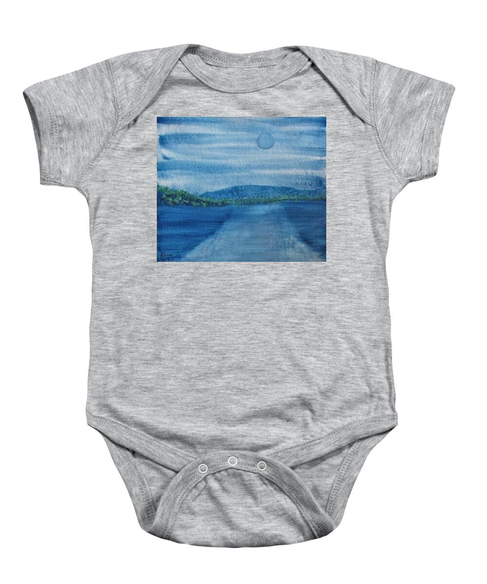 Original Art Print Baby Onesie featuring the painting Soul Rest By The Lake by Karen Nice-Webb