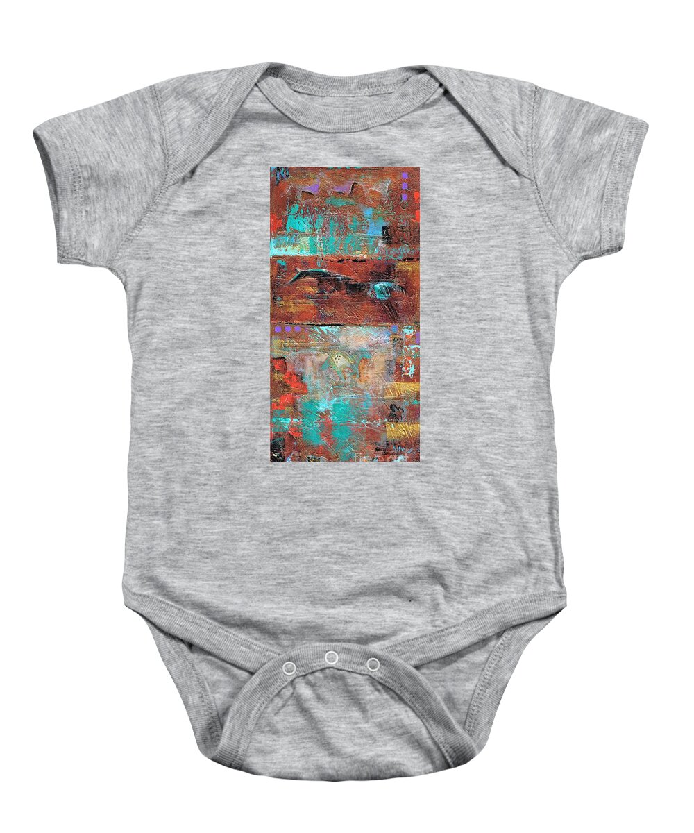 Southwest Art Baby Onesie featuring the painting Southwest Horses by Frances Marino