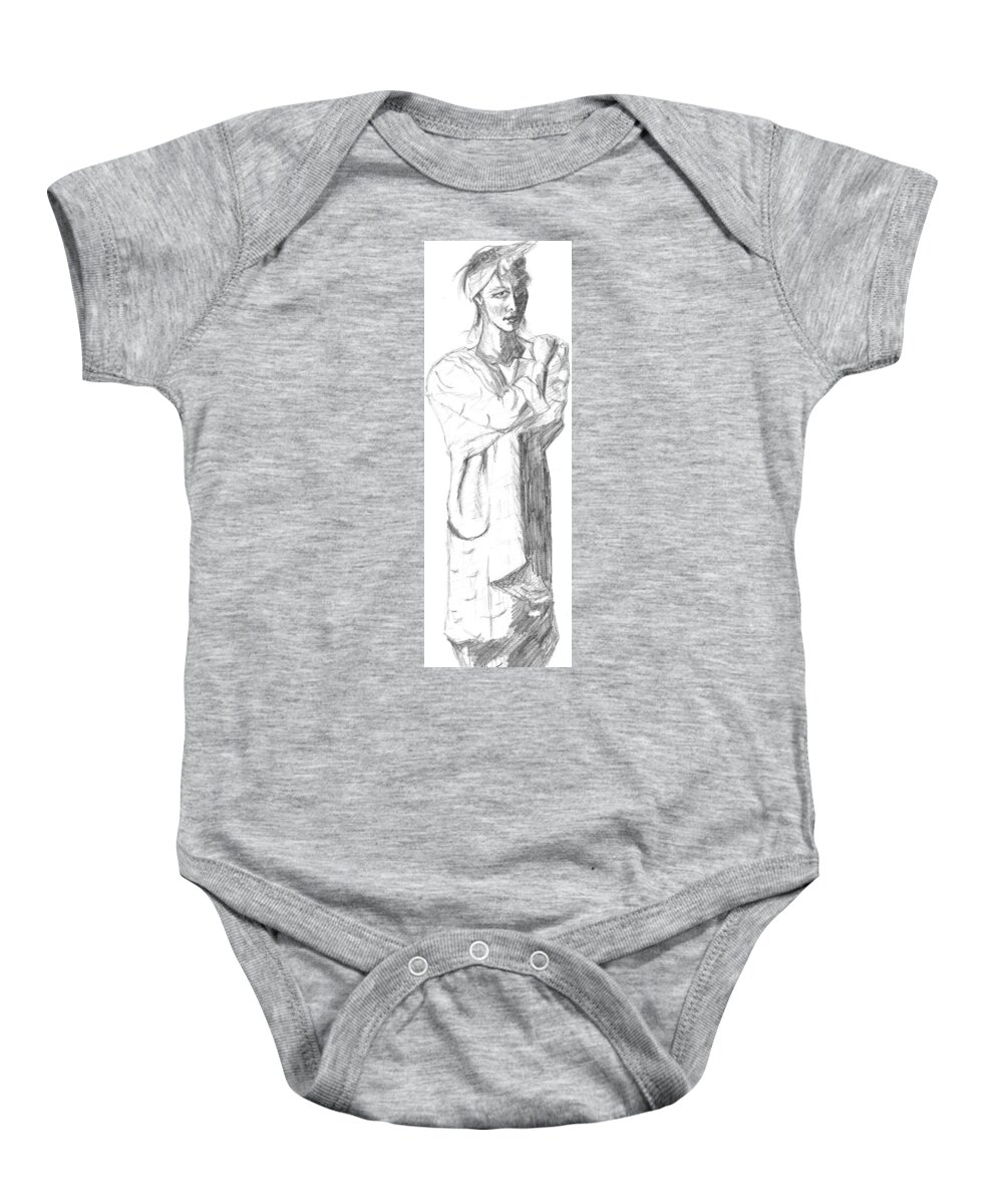 Girl Baby Onesie featuring the drawing SoWhat by Michelle Gilmore