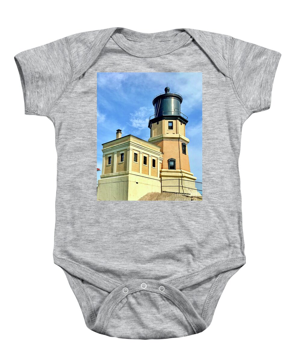 Lighthouse Baby Onesie featuring the photograph Split Rock Lighthouse by Linda Brittain
