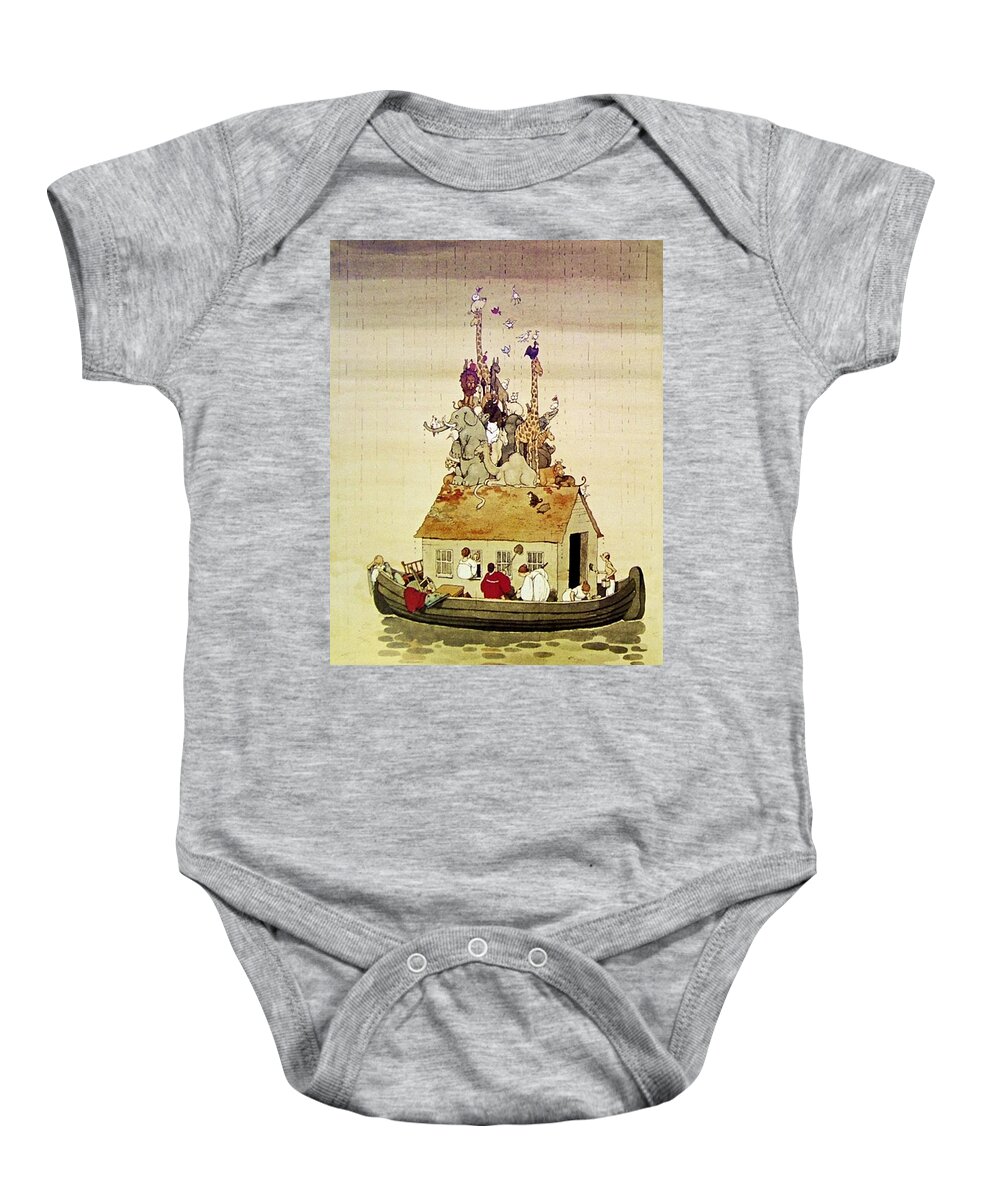 “w Heath Robinson” Baby Onesie featuring the digital art Spring Cleaning Noahs Arc by Patricia Keith