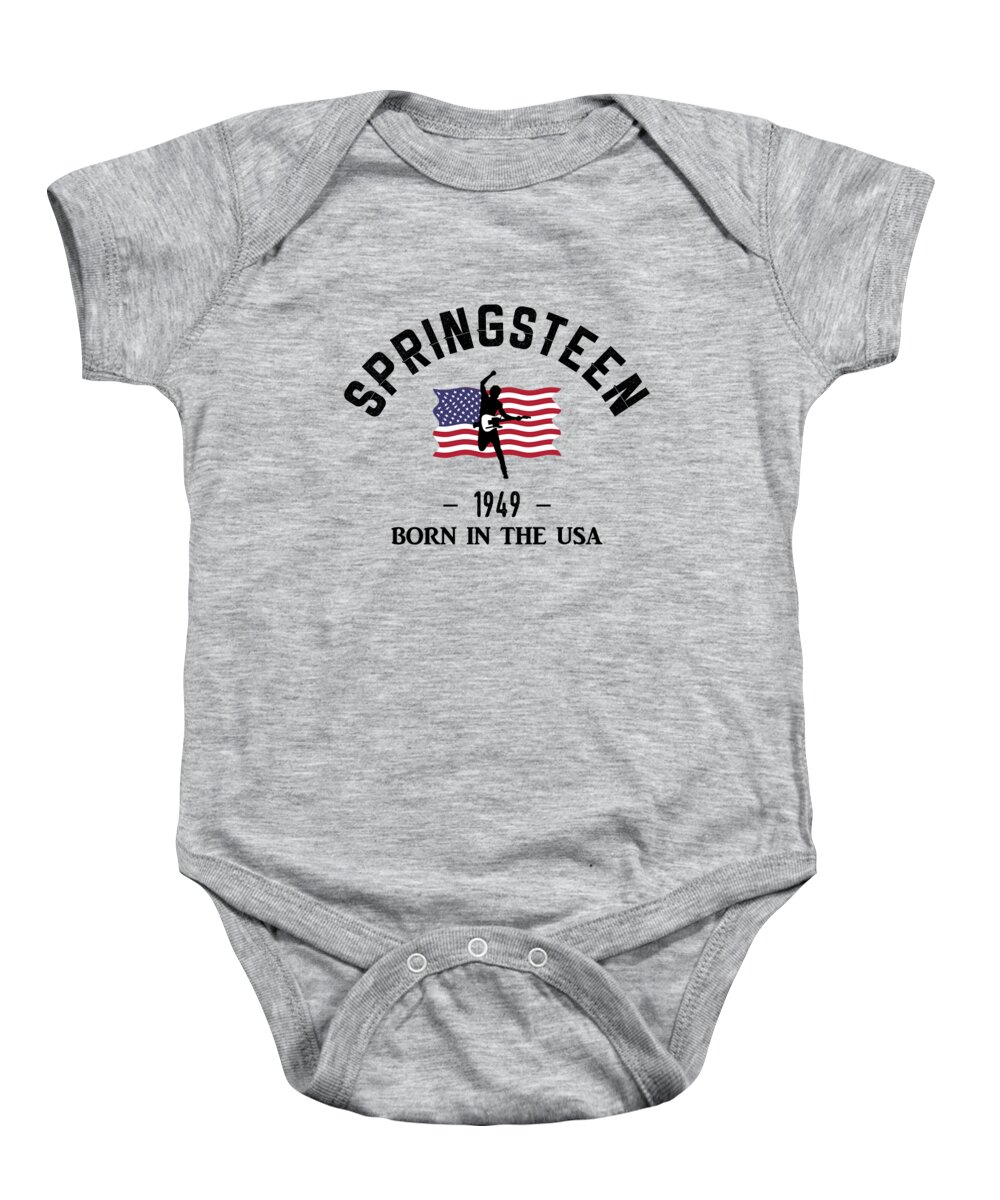 Bruce Springsteen Baby Onesie featuring the digital art Springsteen - Born In The USA by Notorious Media