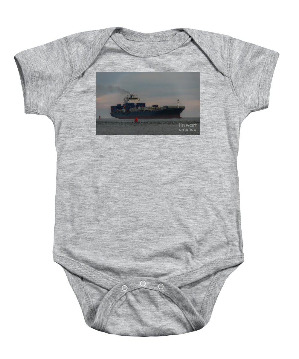 Hyundai Tianjin Baby Onesie featuring the photograph Steaming into Charleston - Diesel Smoke by Dale Powell