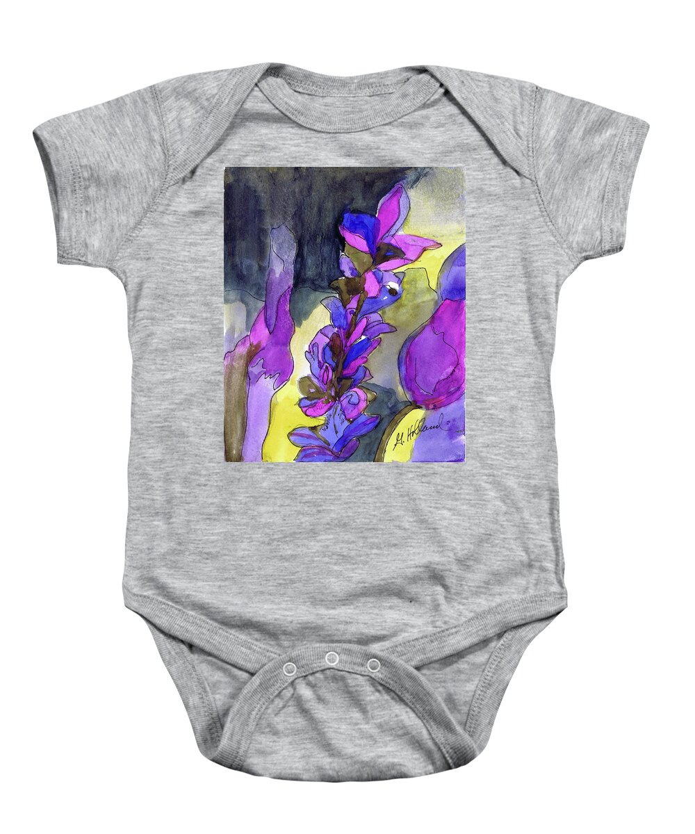 Lavender Baby Onesie featuring the painting Lavender and more. by Genevieve Holland