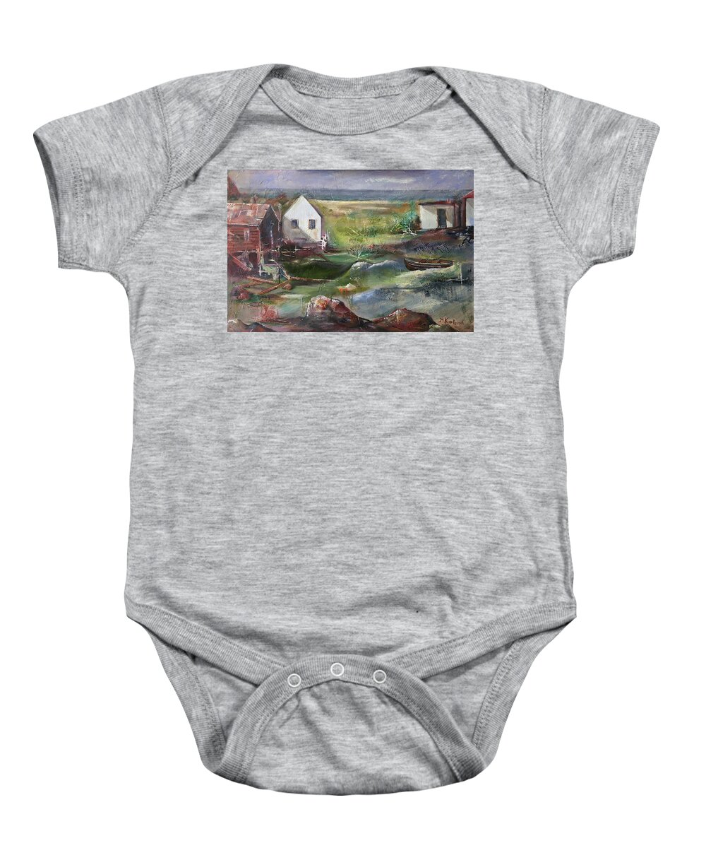 Oil Painting Baby Onesie featuring the painting Stillness by Maria Karlosak