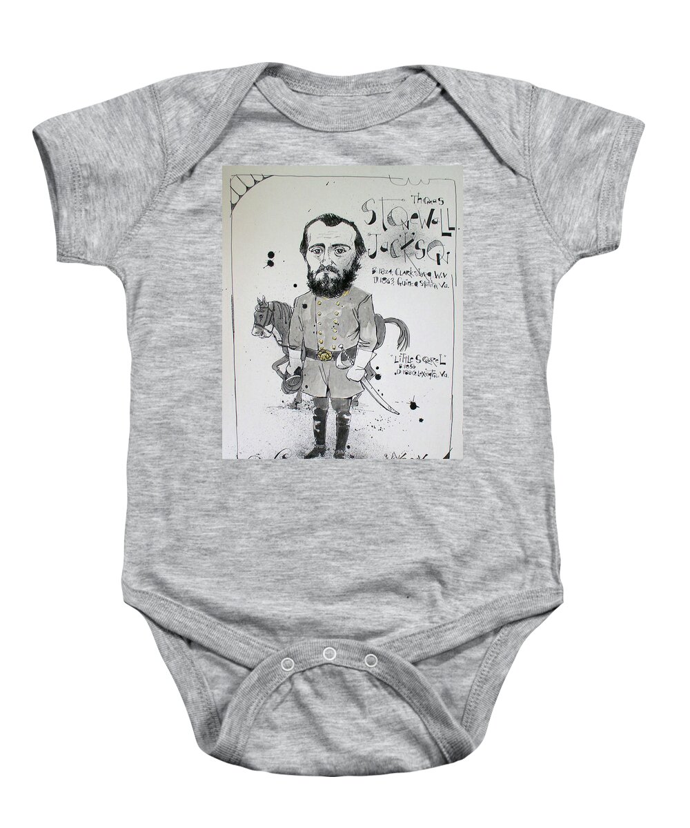  Baby Onesie featuring the drawing Stonewall Jackson by Phil Mckenney