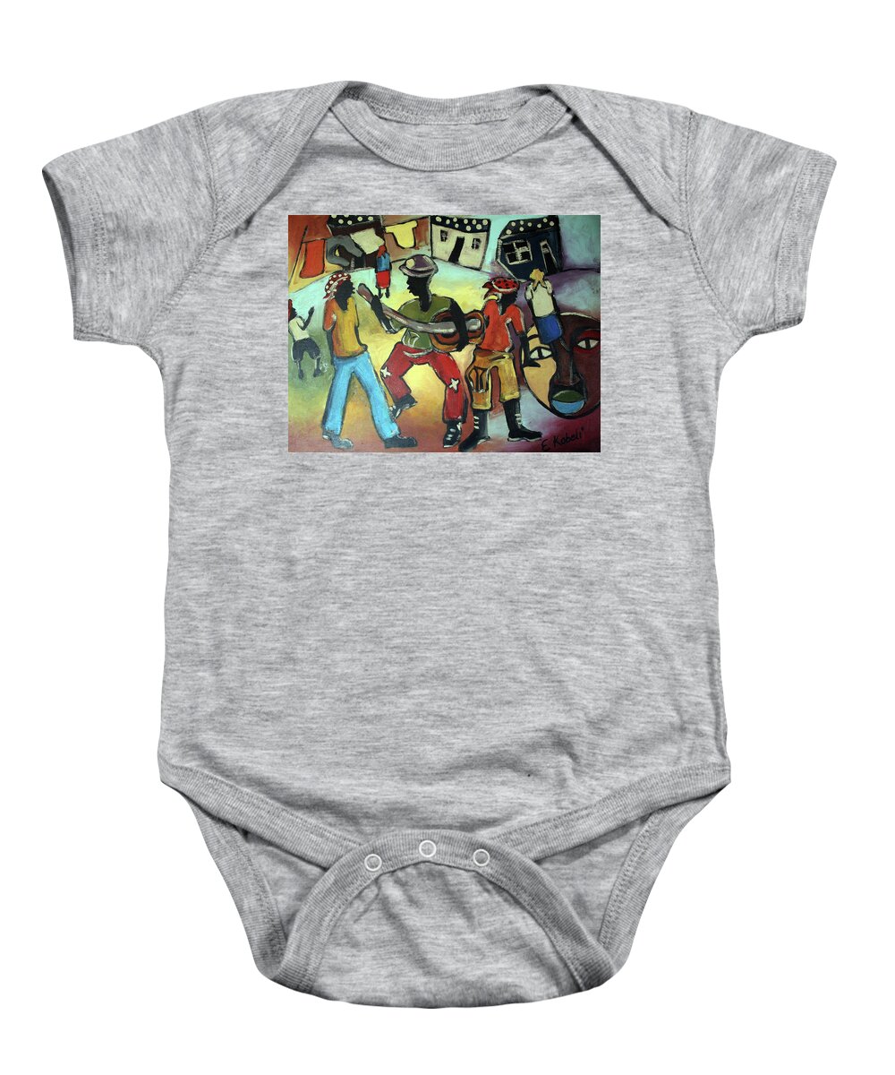  Baby Onesie featuring the painting Street Band by Eli Kobeli