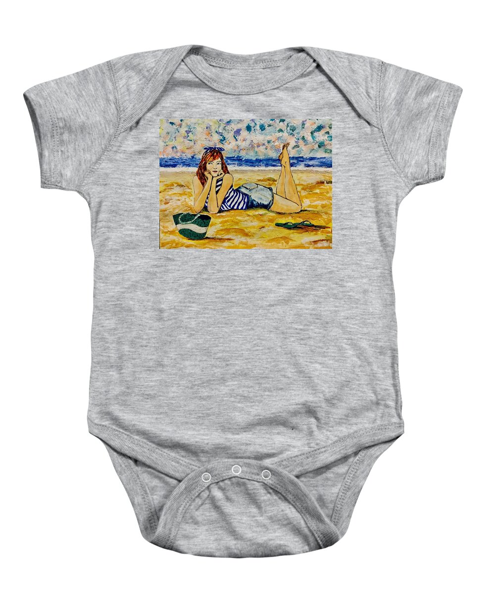 Beach Baby Onesie featuring the painting Summer Time by Lana Sylber