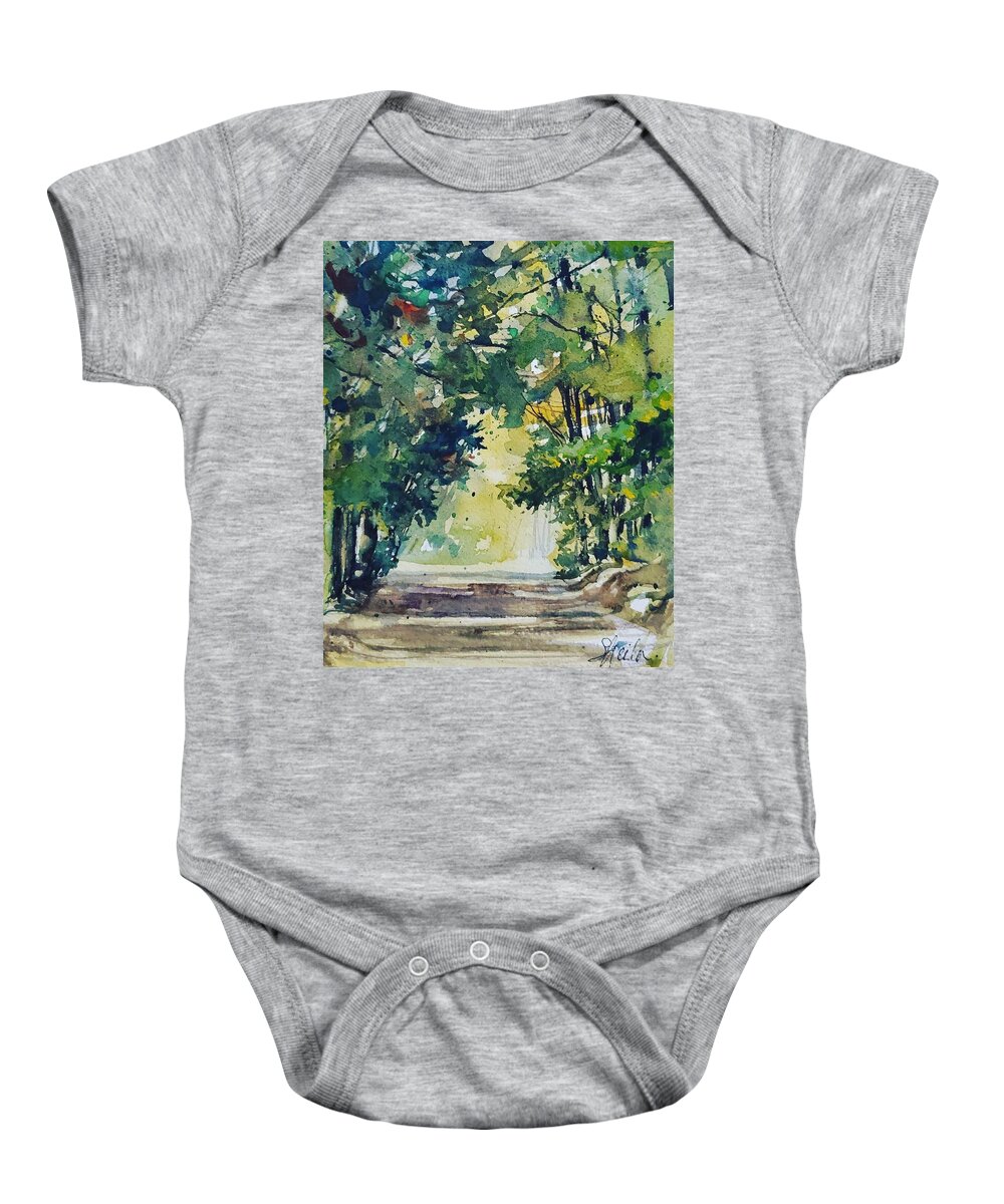 Landscape Baby Onesie featuring the painting Sunday Drive by Sheila Romard